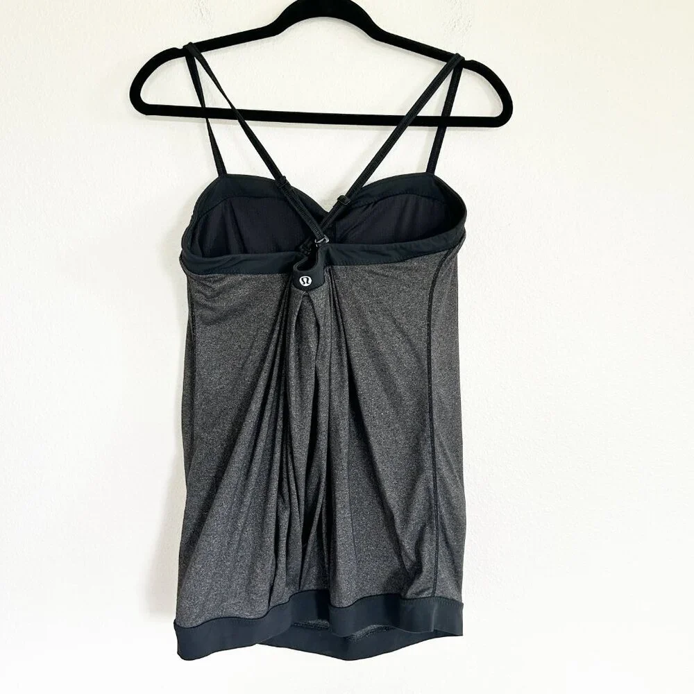 Lululemon Tank Top 10 Gray Pure Focus Sweetheart Spaghetti Strap Active